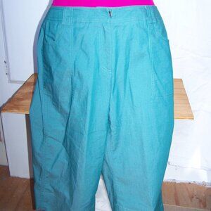 Trousers Etc. Teal Wide Leg Capri Pants Sz 10